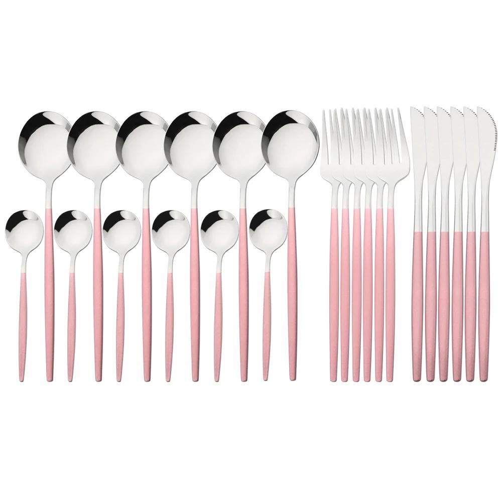 Набор столовых приборов из 24 предметов из синей серебристой нержавеющей стали, кухонная вилка, ложка, нож, набор столовых приборов в западном стиле, набор столовых приборов