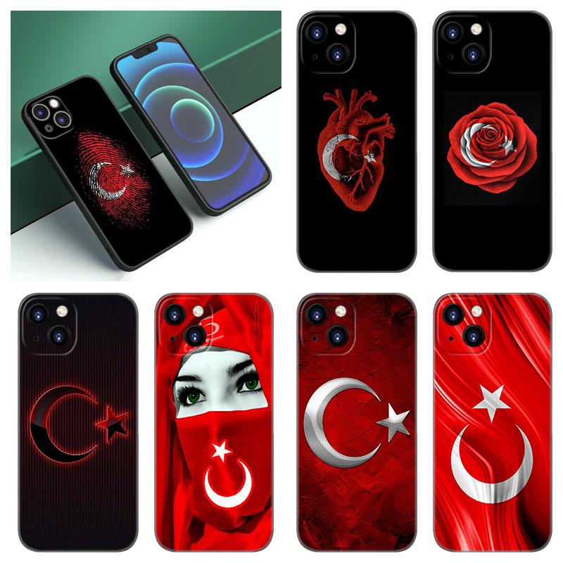 Turkey Turkish Flag Black Silicone Phone Case For Apple iPhone 12 13 Mini 11 14 15 Pro Max 7 8 Plus X XR XS SE 2020 2022