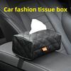 Car Mounted Tissue Box, Checkered Leather Wear-Resistant Tissue Box, Car Seat Backrest Sunshade Suspension Tissue Bag