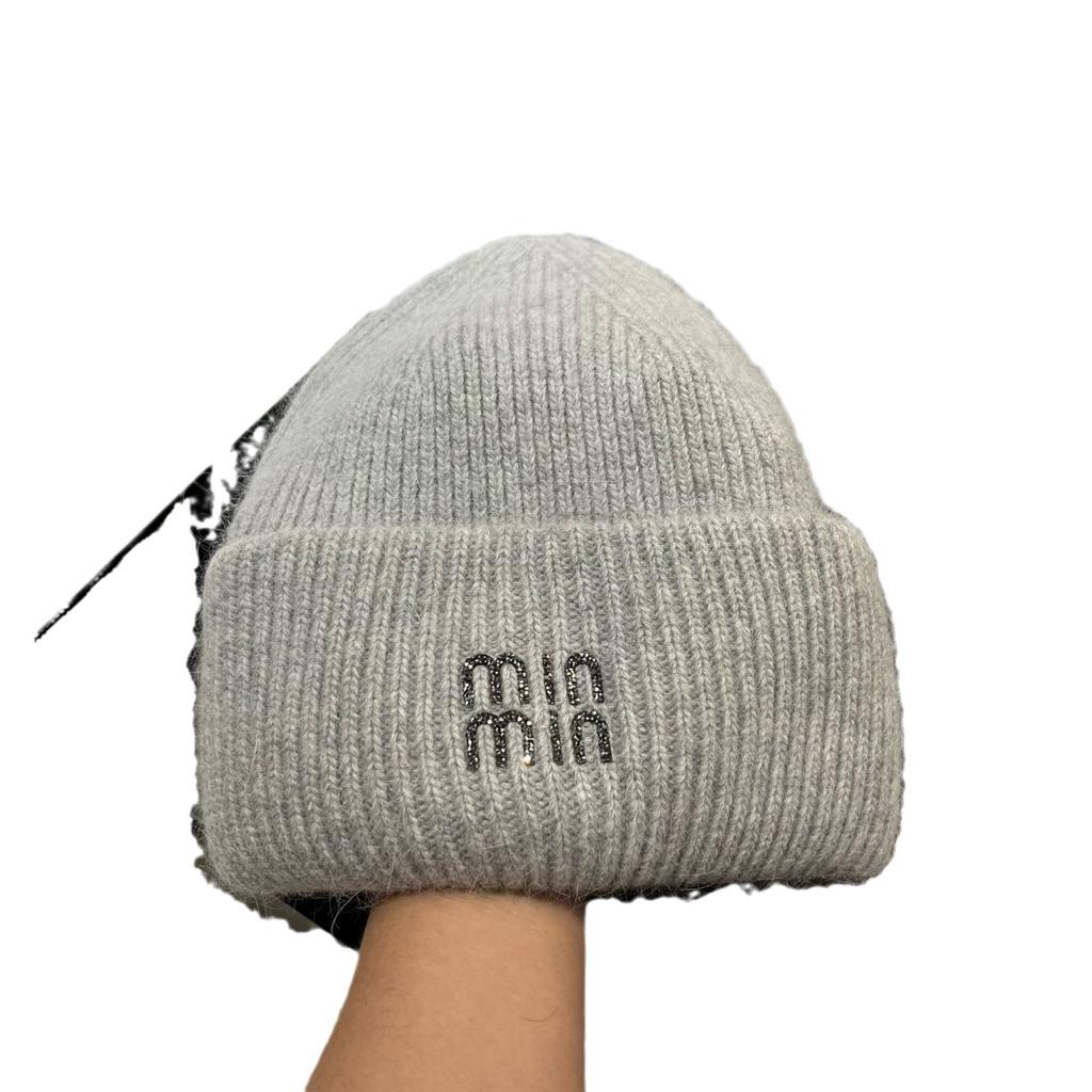 [Rabbit Fur] Min Thickened And Enlarged Double-Folded Edge Small Knitted Hat Winter Warm Plush Hat