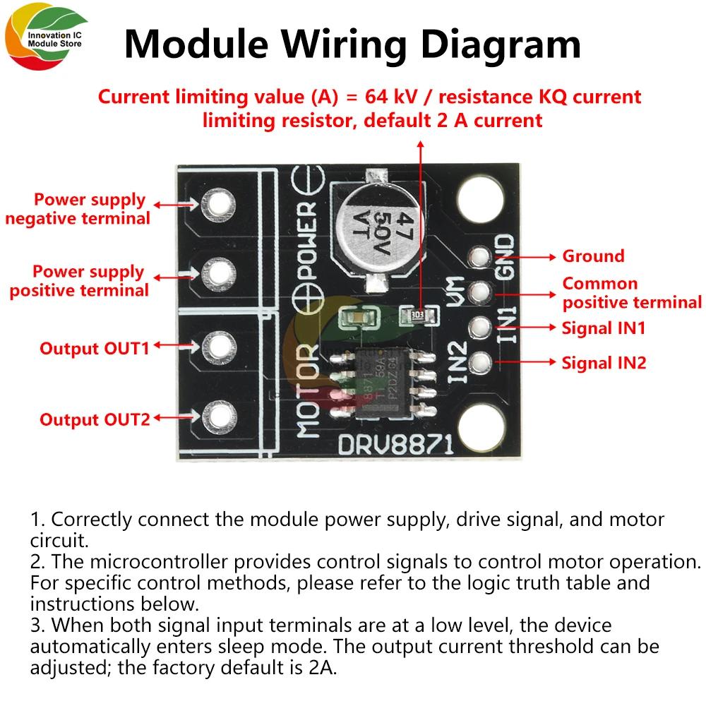 DRV8871 DC 6.5-45V DC H-мостовой драйвер двигателя 3.6A Драйвер щеточного двигателя Модуль драйвера с ШИМ-управлением Драйвер двигателя