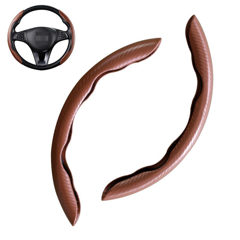 2Pcs Car Steering Wheel Cover Carbon Fiber Steering Wheel Booster Non-Slip Car Handle Protective Cover Car Interior Accessories