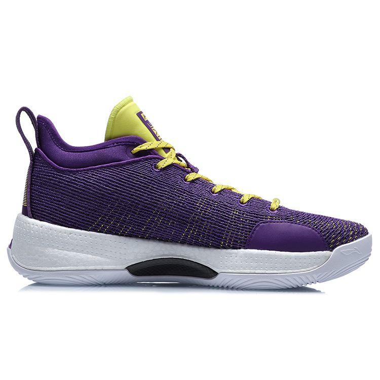 Li Ning Yu Shuai 13 Low Lakers Colorway Mid-Top Basketball Shoes Men Basketball Shoes Yellow Purple ABAQ013-4