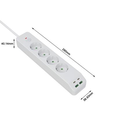Стандартные сетевые фильтры 4 розетки 2 USB 2 порта Type-C Защита от перегрузки С удлинительным кабелем для дома и офиса