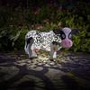 Garden Decoration Cow Statues Outdoor Golden Cow Puppy Statue with Solar Outdoor Figurine Light for Garden Patio