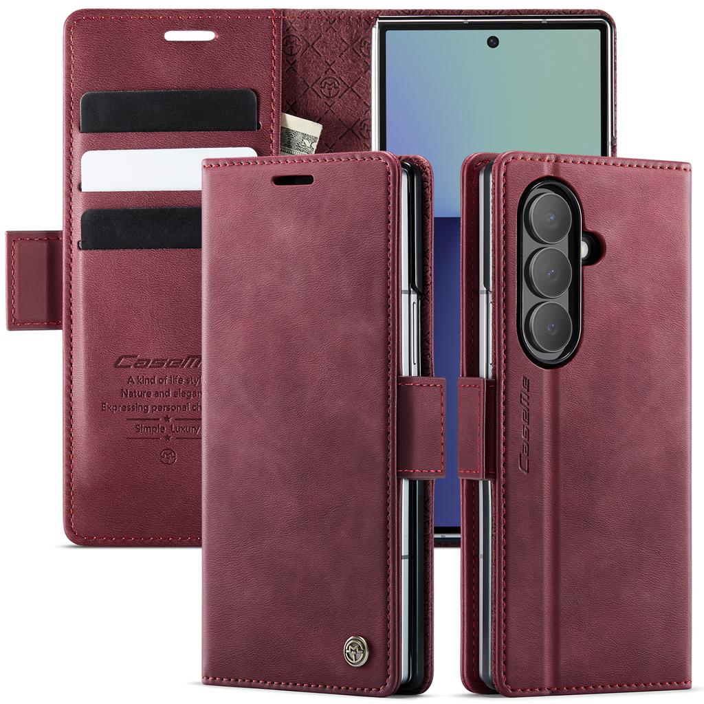 Кожаный чехол-книжка для карт для Samsung Galaxy Z Fold 7 Магнитная крышка Противоударная подставка Coque