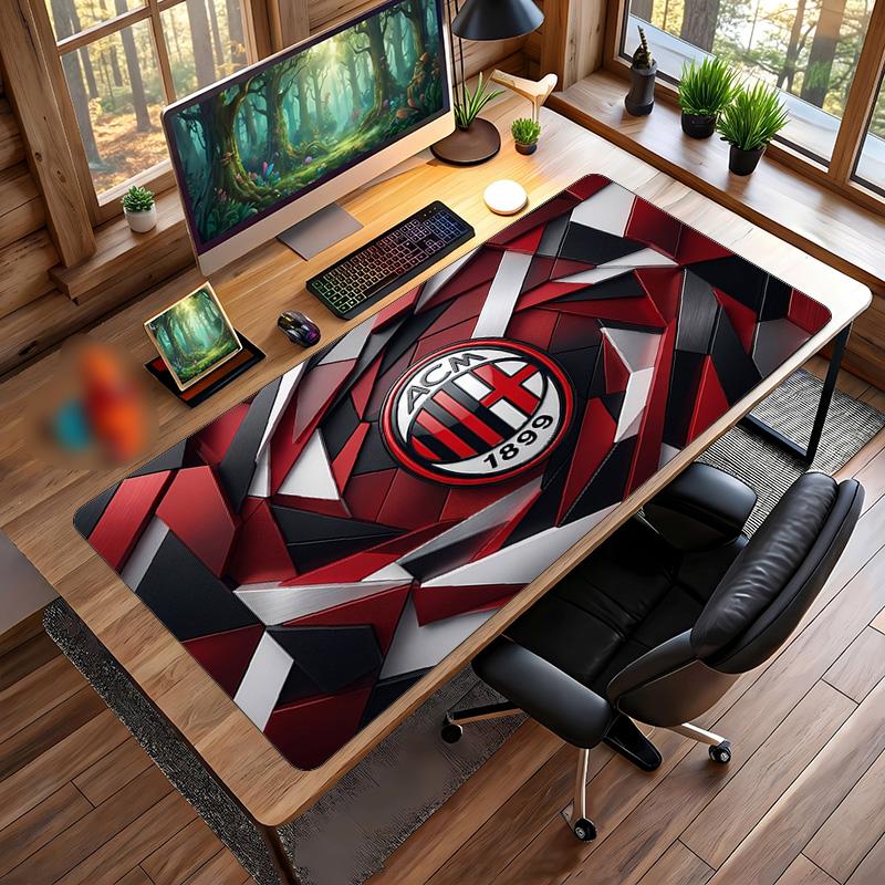 Большой коврик для мыши с принтом AC Milan, нескользящий мягкий резиновый игровой коврик для стола, декор для офисного ноутбука компьютера