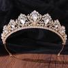 DIEZI New Baroque Korean Gold Color Crown Hair Accessories Luxury Crystal Tiara For Women Wedding Headdress Bridal Hair Zircon