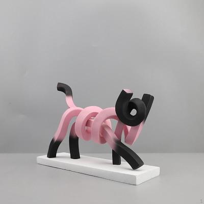 Абстрактная статуэтка кошки, коллекционное украшение, европейская настольная скульптура, орнамент из смолы