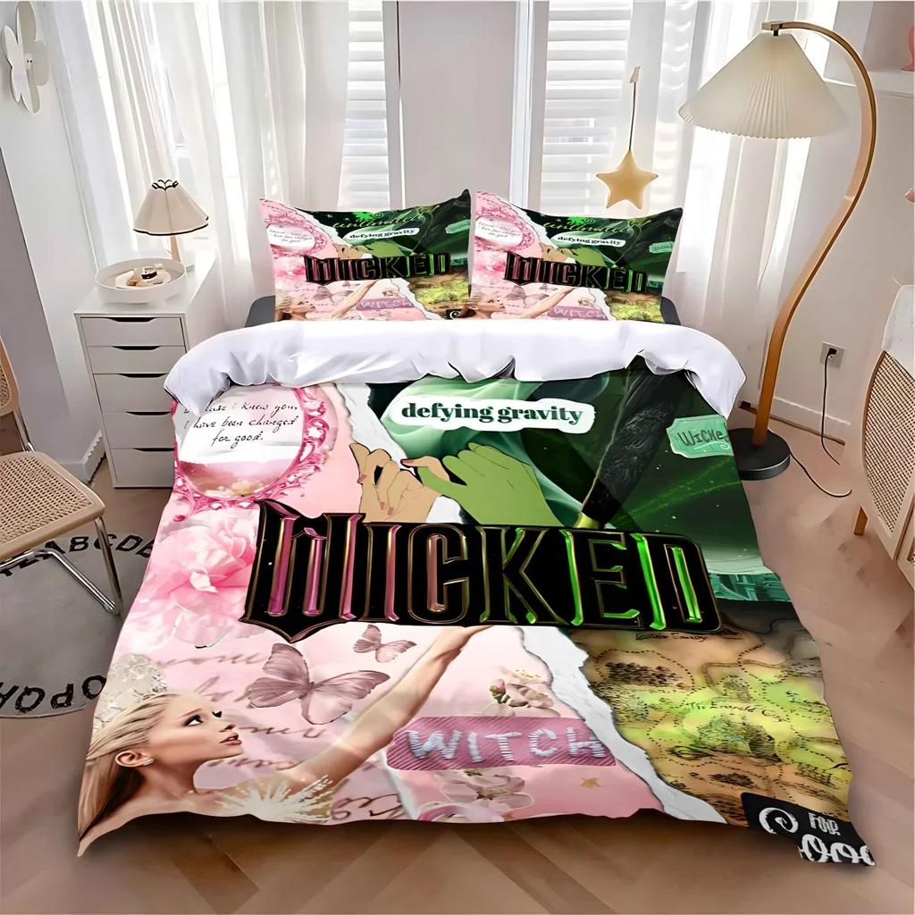 Movie Wicked Witch Bedding Sets 3D Printed Duvet Cover Set No Filler Skin Friendly Princess Witch Birthday Gift Bedroom Decor