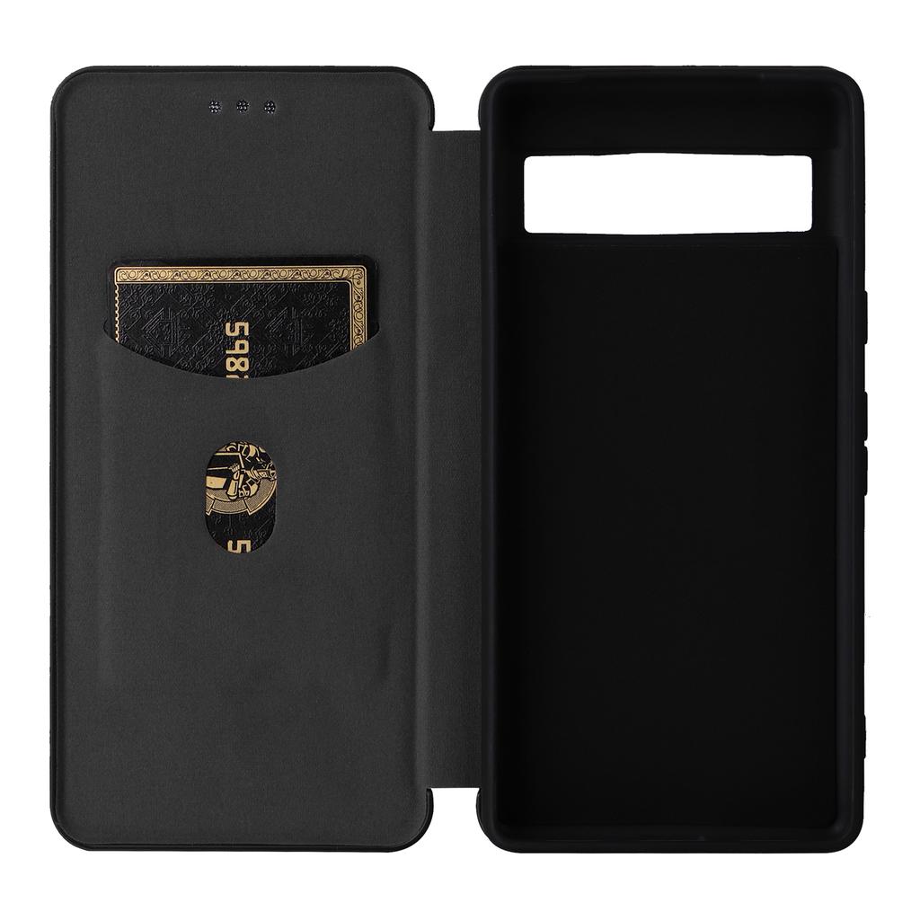 Для Google Pixel 7a Чехол для телефона с текстурой углеродного волокна, Слот для карт, ПУ кожа, Магнитная самовсасывающаяся подставка, Обложка