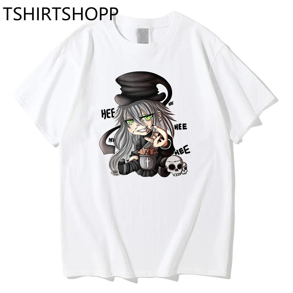 Аниме «Черный дворецкий», женская футболка в стиле Харадзюку, хлопковая футболка с короткими рукавами и принтом, уличная одежда с рисунком Гробовщика, футболки унисекс