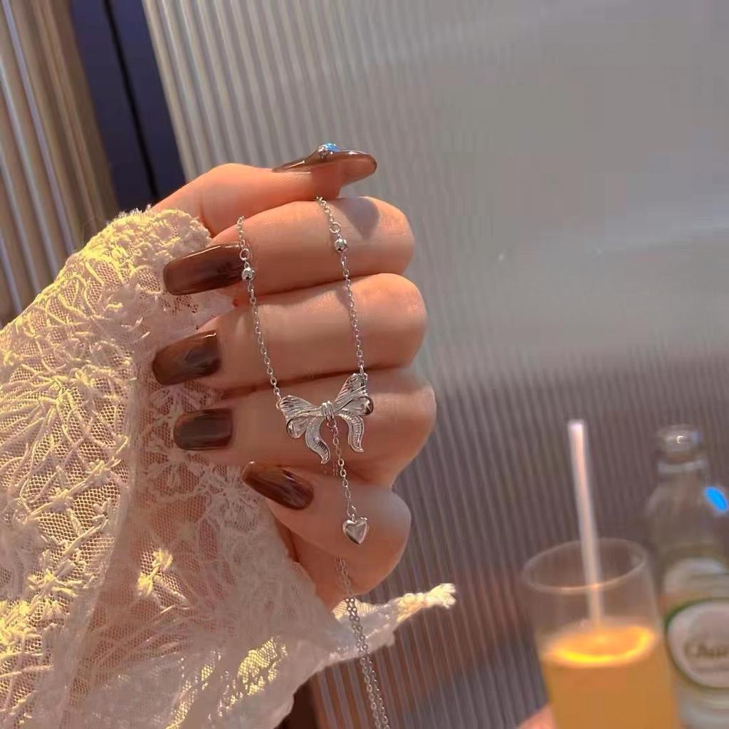 Нишевый дизайн, милый темперамент, бусины-банты, ожерелье, модная универсальная цепочка на шею из нишевой ткани