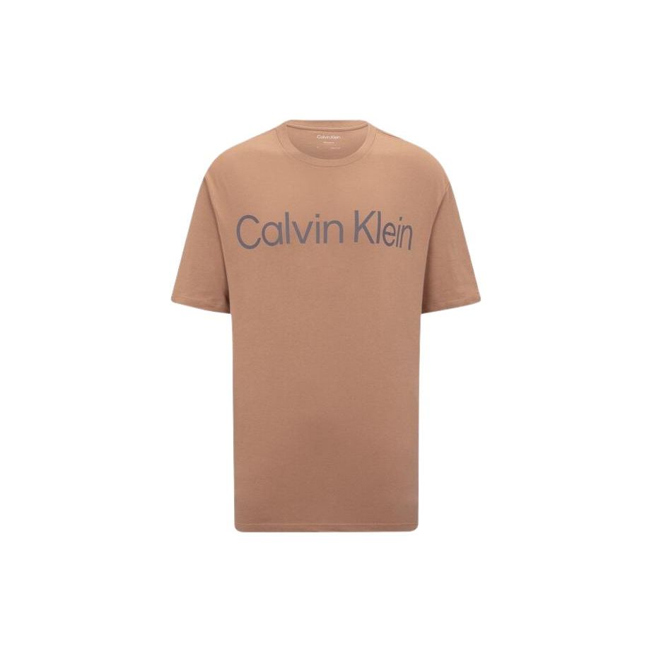 CK/Calvin Klein Повседневная свободная футболка с круглым вырезом и коротким рукавом для мужчин, топы цвета бобра-коричневого 40HM890-210