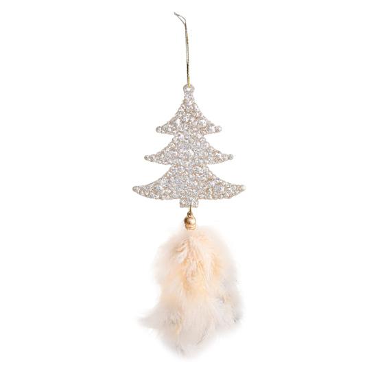 Рождественское украшение на елку Снежинка Плюшевая подвеска Подвеска для елки с перьями Пайетки Колокольчики Зимний новогодний декор для вечеринки
