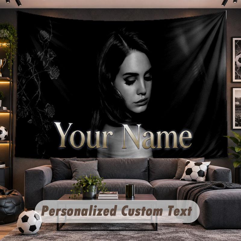 Wall Hanging Tapestry Custom NameLana Del Rey Pattern Personalized Printed Fabric Wall Decor