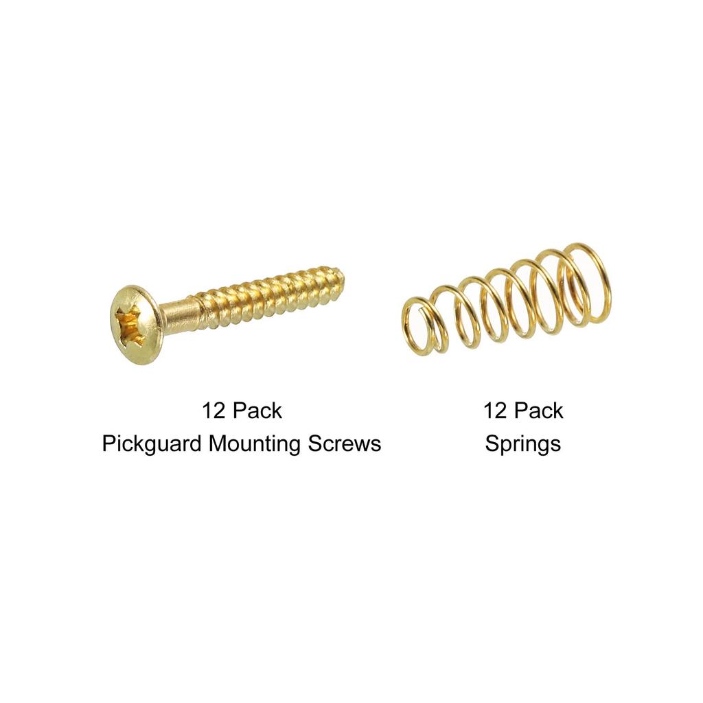 PATIKIL Guitar Pickguard Mounting Screws with Spring M3x22mm Screws Single Coil Pickup Ring Mounting Screws for Electronic Guitar Gold Pack of 12