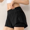 FGHJ Women Sports Shorts Quick Dry Butt Lift Two Layers High Waist Yoga Short Pants for Sport