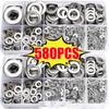 580/180 шт. Наборы шайб из нержавеющей стали M2-M12, металлические винты, плоские шайбы, кольца, простые прокладки, крепеж для винтов и болтов