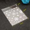 100Pcs Clear Transparent Christmas Snowflake Self-adhesive Baking Packaging Biscuit Cookie Snack Candy Gift Bags