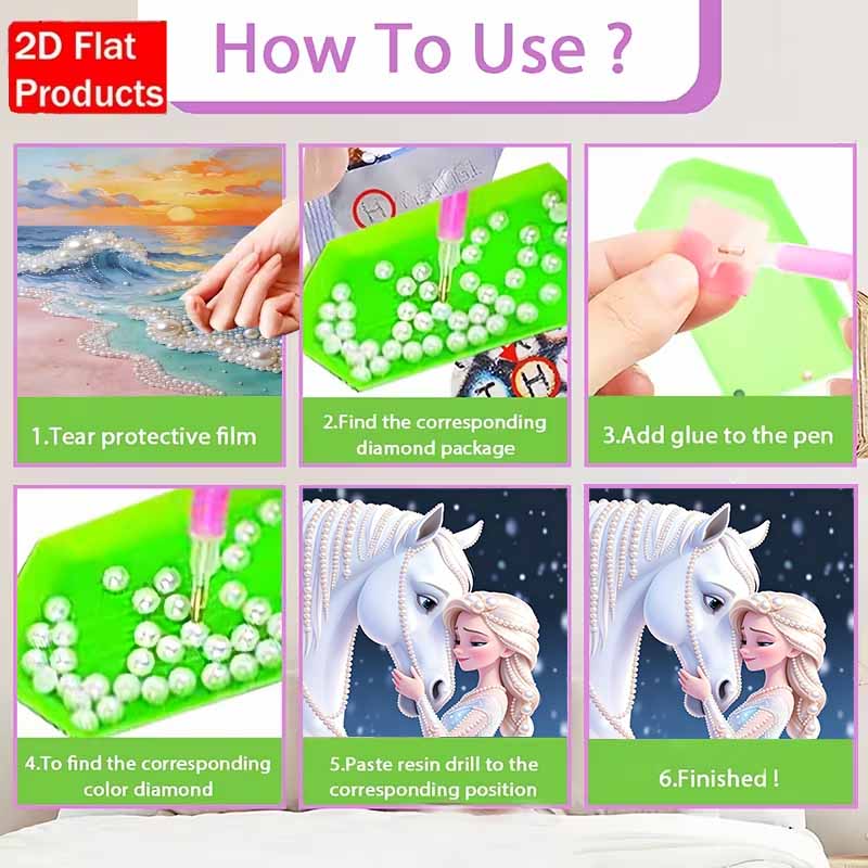 Disney Жемчужная живопись Замороженная Эльза и ее Пони Уголок 5D DIY Жемчужная картина Поделки для взрослых/новичков Идеи подарков Декор для дома
