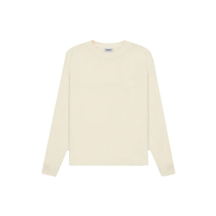 Fear of God Essentials SS21 Basic Logo Long Sleeve T-Shirt Unisex Tops Cream FOG-SS21-560