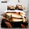 Drum Kit Duvet Cover Set Classical Music Comforter Cover Musical Instrument Lightning Pattern Quilt Cover for Kids Boys Teens