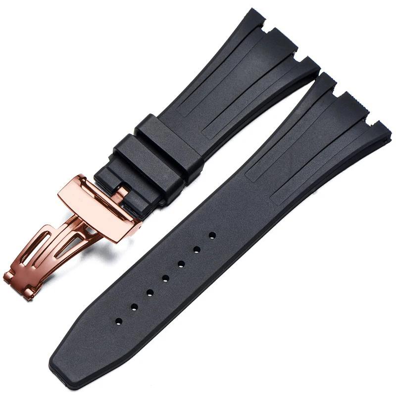Silicone Watch Band for AP Aibi 15400 Royal Oak Series Waterproof Rubber Watch Straps Men Bracelet Accessories 26mm 27mm 28mm