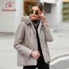 HaiLuoZi 2022 New Spring Autumn Women's Jacket Casual Fashion Drawstring Coat Short Quilted Parka Hood Warm Thin Clothing 7050