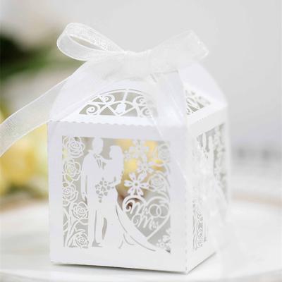 50 шт. свадебных коробок с лентами, винтажная маленькая подарочная коробка, резная полая коробка для конфет, дизайн в виде птичьей клетки, сахарница для свадьбы