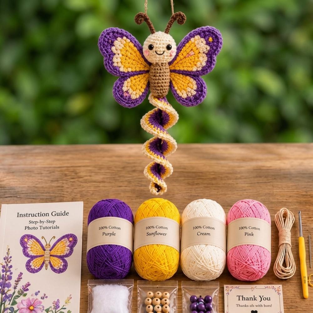 Bunny Frog DIY Spiral Animal Hanging Ornament Hummingbird Forest Animal Knit Set Holiday Gift