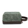 Mens Wax Canvas Toiletry Bag Vintage Handheld Clutch With Leather Wrist Strap Travel Grooming Pouch