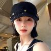 Black flat-top equestrian hat women's spring and summer versatile face small sunshade cap retro personality trendy hat