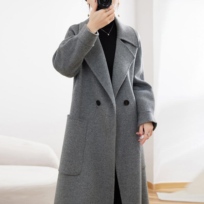 Женское пальто из 100% шерсти TIDENOVEL Осеннее шерстяное длинное пальто Ручной работы Пальто-бушлат Зимняя теплая шерстяная длинная куртка Пальто