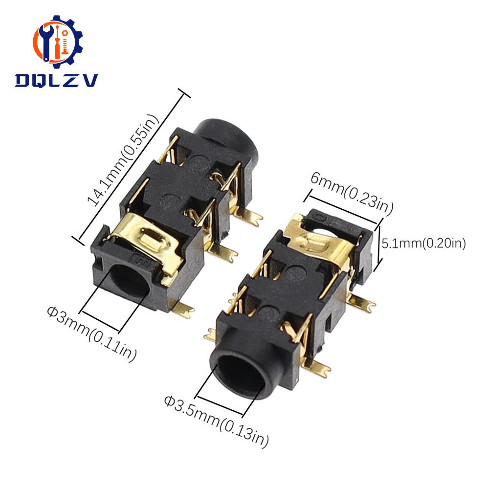 Разъем для наушников 5-контактный SMT SMD PJ-327A, позолоченный, для аудиогарнитуры 3,5 мм