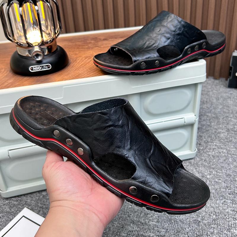 Fashion Men's Beach Open Toe Shoes Sandals High Quality Non-slip Men Slippers Breathable Two Uses Male Footwear Mens Summer Outdoor Shoe