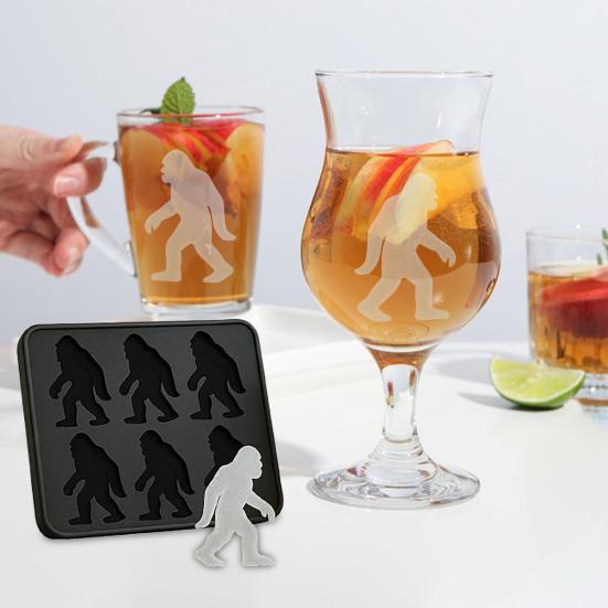 2Pcs Bigfoot-shaped Ice Tray BPA-Free Silicone 6 Cavity Sasquatch Shape Ice Cube Maker for Halloween Party Drinks Chocolate Soap Kitchen Gadget