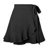 One Piece Lace Up Skirt High Waist Solid Color Ruffled Edge Short Skirt Cross-border Women's Clothing