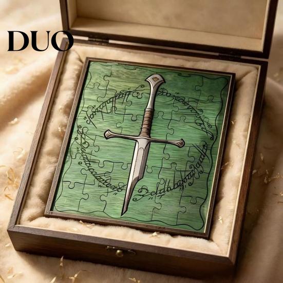 Customized Home Wall Ornament Personalized Broken Blade Puzzle, Vintage Medieval Wooden Puzzle Framed Decorative Pendant Decor, Fantasy Hanging