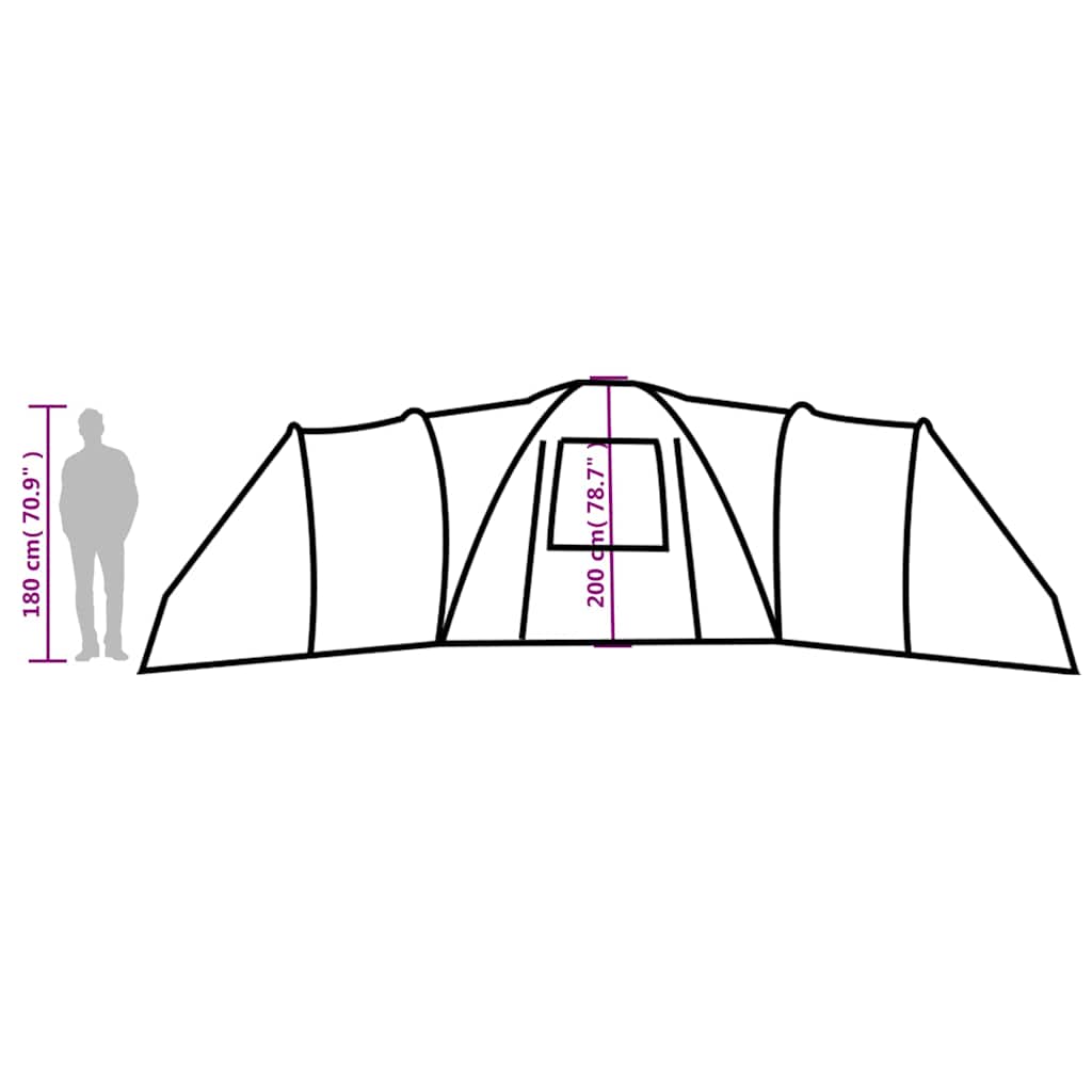 Dome Family Tent for 12 Persons Gray and Orange Waterproof