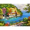 Diamond Embroidery Landscape Painting Rhinestone Full Round Diamond Painting Coastal City Picture