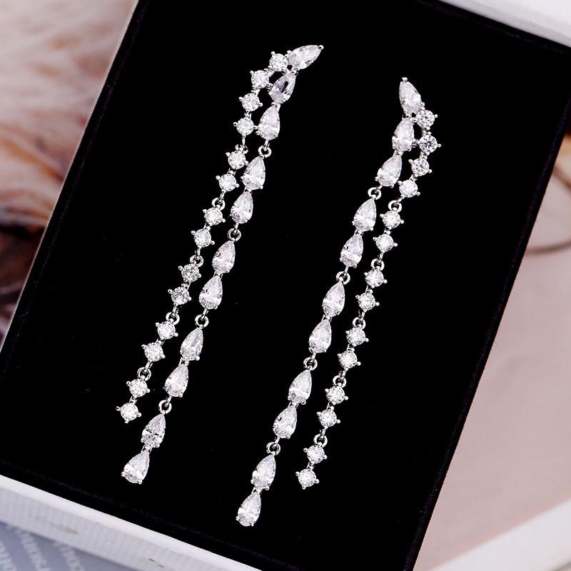 Длинные серьги-кисточки, Модные серьги с кубическим цирконием, Серьги-капельки, Геометрические серьги