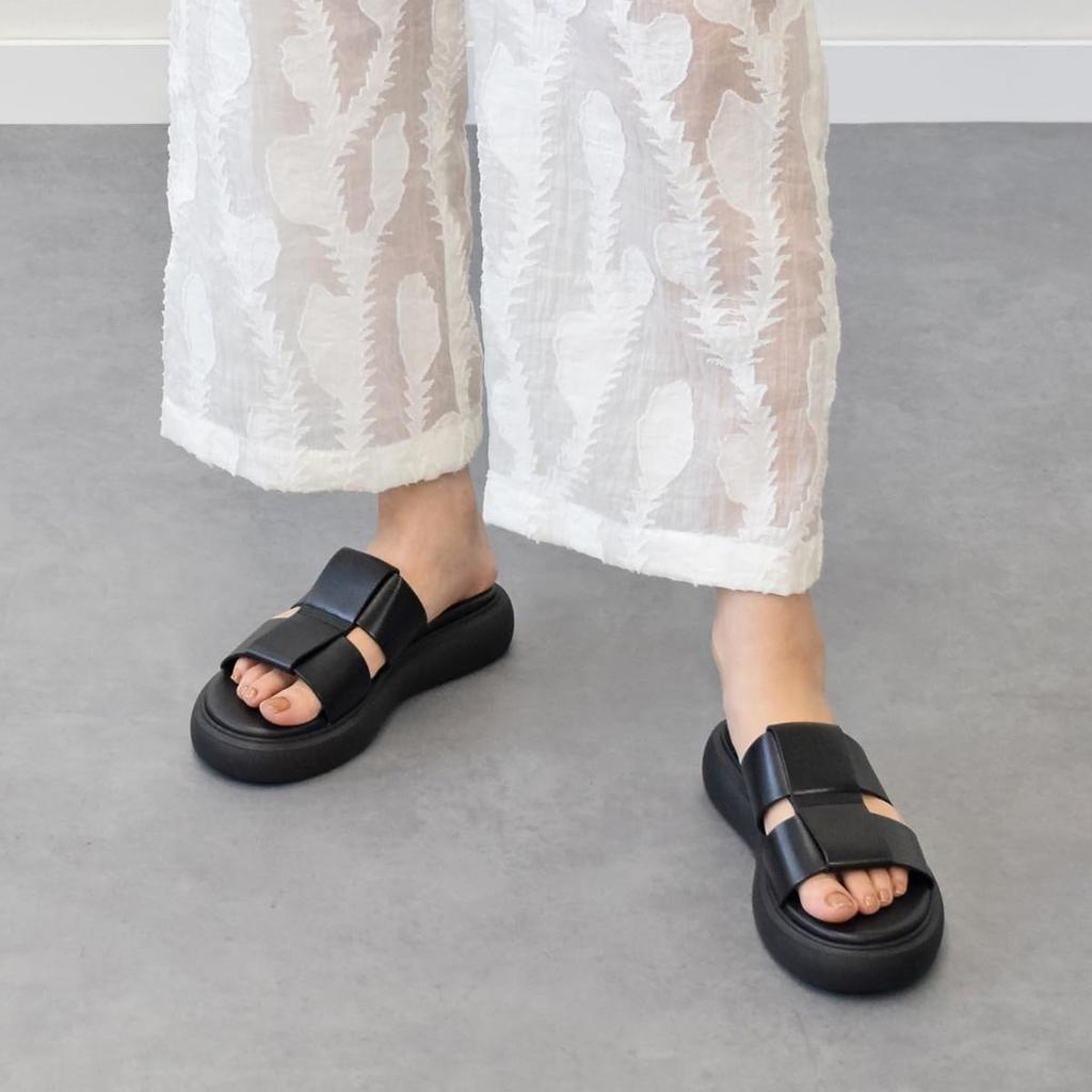 Сандалии-слайды на толстой подошве из кожи Сандалии-слайды E42100 Черный см [Vagabond] Женские 23,0