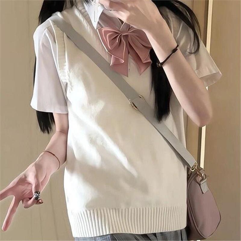 Women’s Grey Knit Vest - Japanese Academy Style School Uniform Top