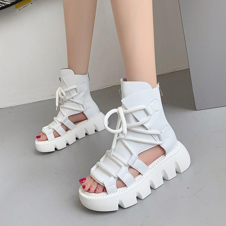 Повседневные летние туфли на платформе и высоком каблуке