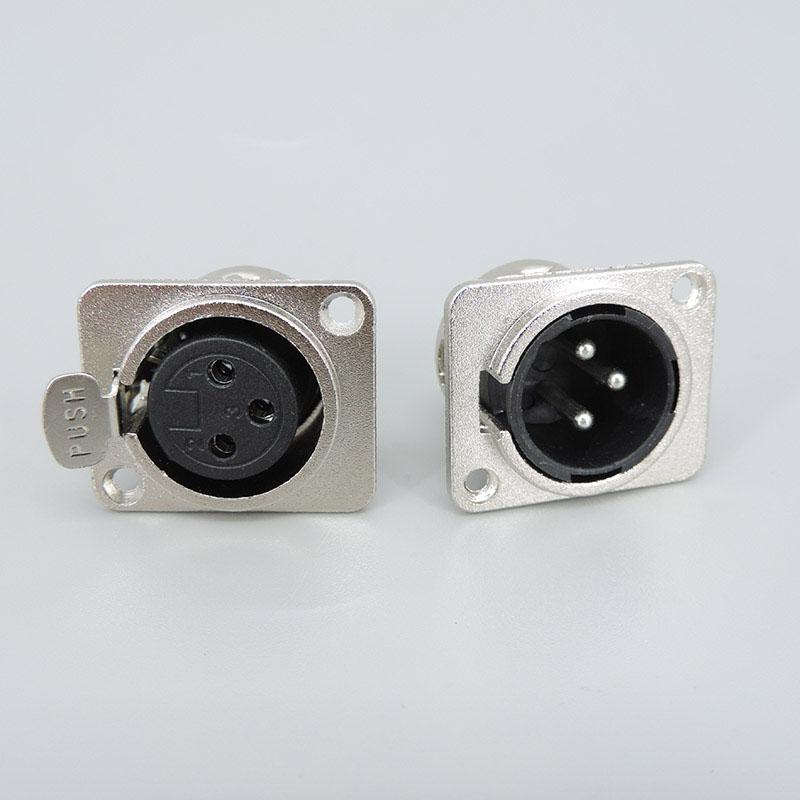 1pcs XLR 3pin Male or Female Panel Power Mount Socket Audio Microphone Jack Plug Connector Silver Copper Contact XLR Metal