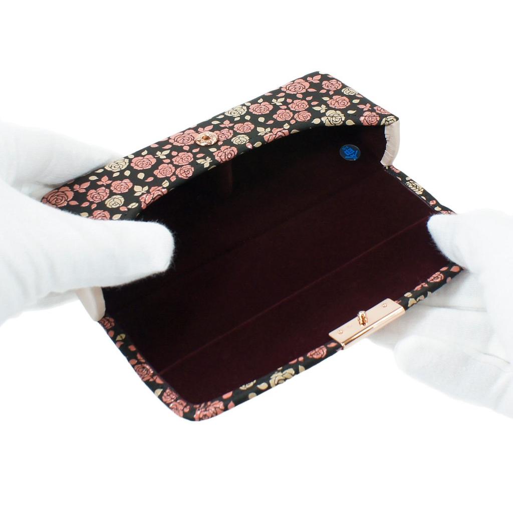 Inden Glasses Case Deerskin Kaguwa Rose Petite Black X White Pink Lacquer 8407 [Indenya]