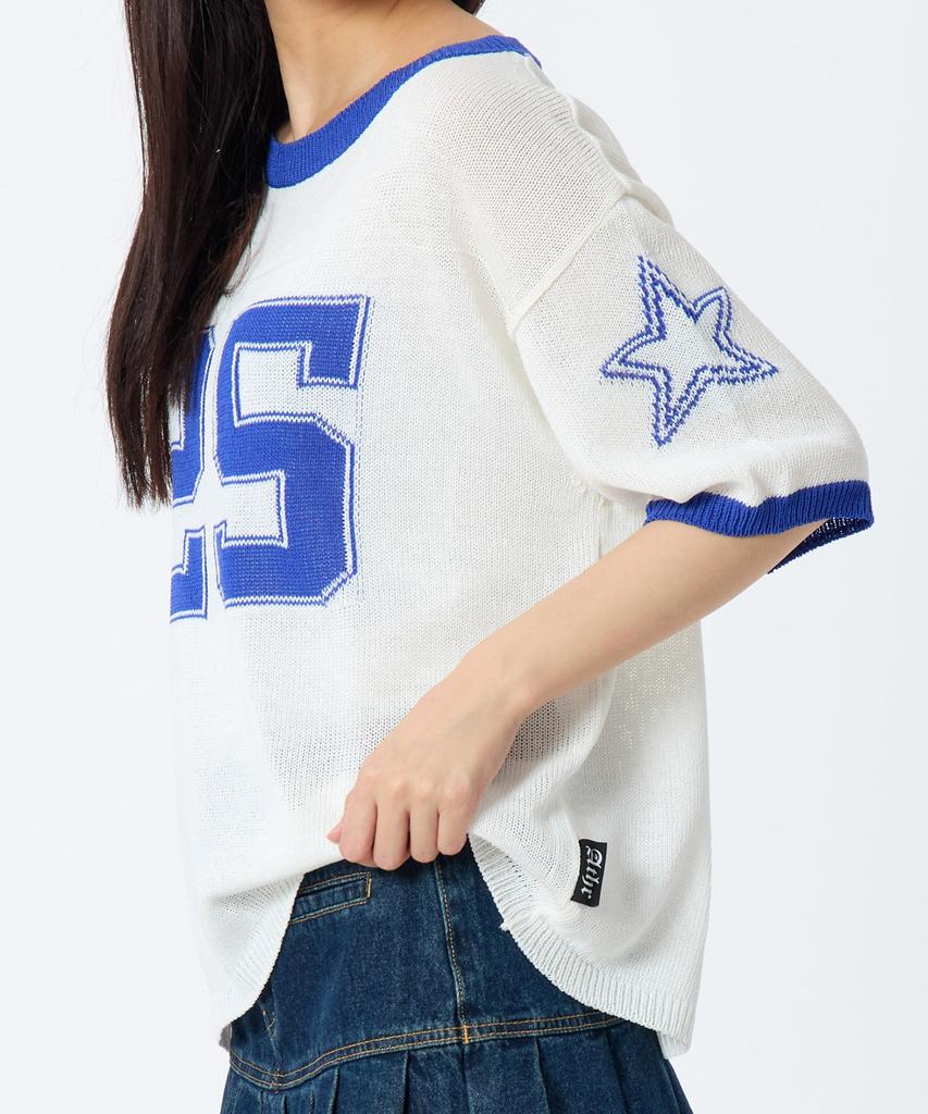 ANDTHEOTHER Oversized Round Neck Short Sleeve Knit Blue