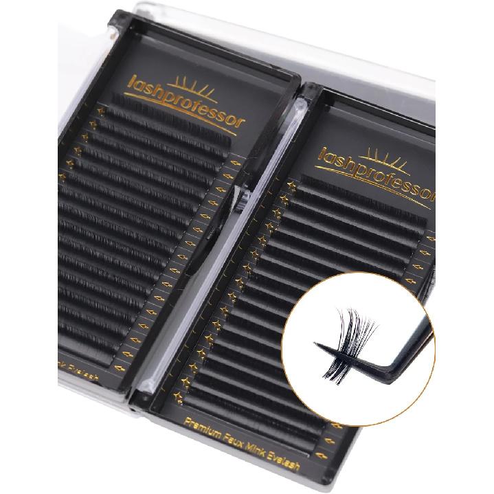 Lashprofessor Individual Eyelash Extension Long Length Classic Lashes Extensions Trays Wholesale Matte Black Soft Mink Faux Lash