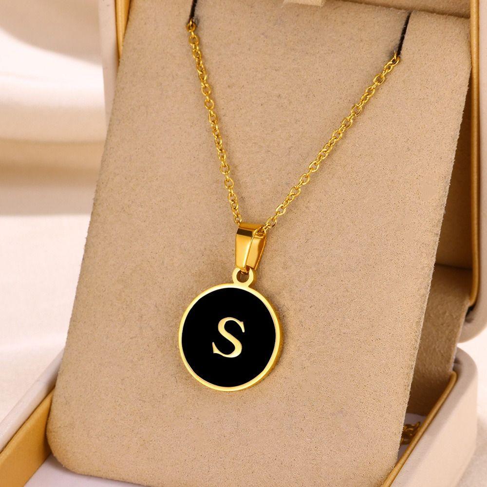 6Pcs DIY Letter Pendant Y2K Jewelry Making Charm Round Stainless Steel Pendant  Jewelry Accessories